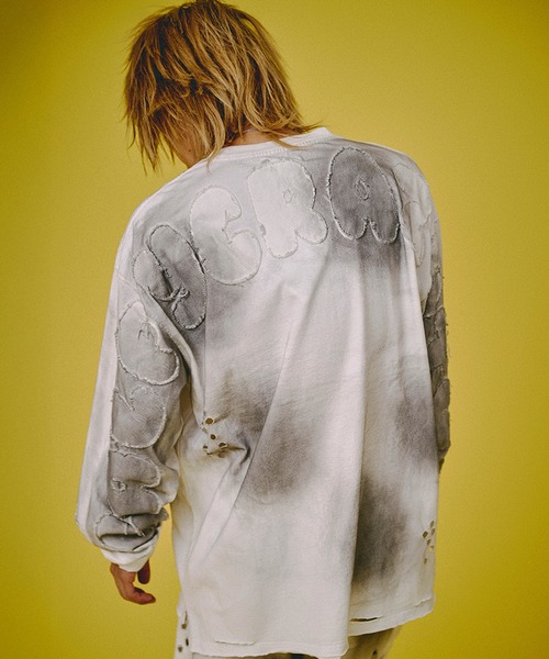 GALFY/ガルフィー】ぼろぼろロゴ百合の紋ロンTee（Tシャツ/カットソー