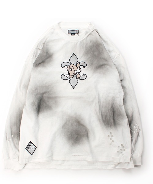 GALFY/ガルフィー】ぼろぼろロゴ百合の紋ロンTee（Tシャツ/カットソー