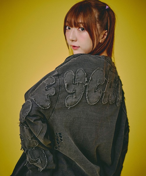 GALFY/ガルフィー】ぼろぼろロゴ百合の紋ロンTee（Tシャツ/カットソー