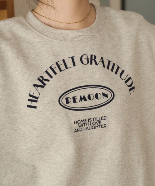 REMOON(リムーン)の「クルーネックフロッキープリントスウェット(スウェット・レディース・レッド/ネイビー/グレー・FREE)」の19枚目の写真