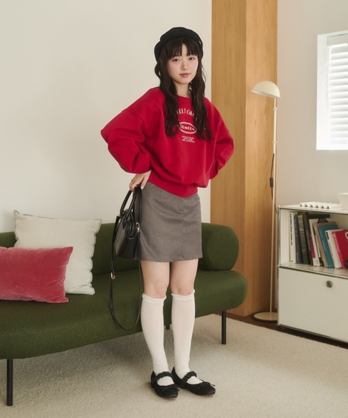 REMOON(リムーン)の「クルーネックフロッキープリントスウェット(スウェット・レディース・レッド/ネイビー/グレー・FREE)」の16枚目の写真