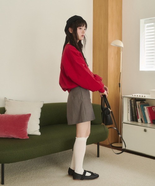 REMOON(リムーン)の「クルーネックフロッキープリントスウェット(スウェット・レディース・レッド/ネイビー/グレー・FREE)」の17枚目の写真