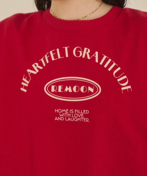 REMOON(リムーン)の「クルーネックフロッキープリントスウェット(スウェット・レディース・レッド/ネイビー/グレー・FREE)」の20枚目の写真