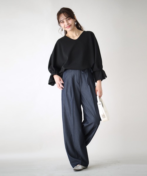 Ehre style(エーレスタイル)の「楽きれい!袖フリルトップスコーデ6選(Tシャツ/カットソー・レディース・ブラック/ホワイト/ベージュ・FREE)」の19枚目の写真
