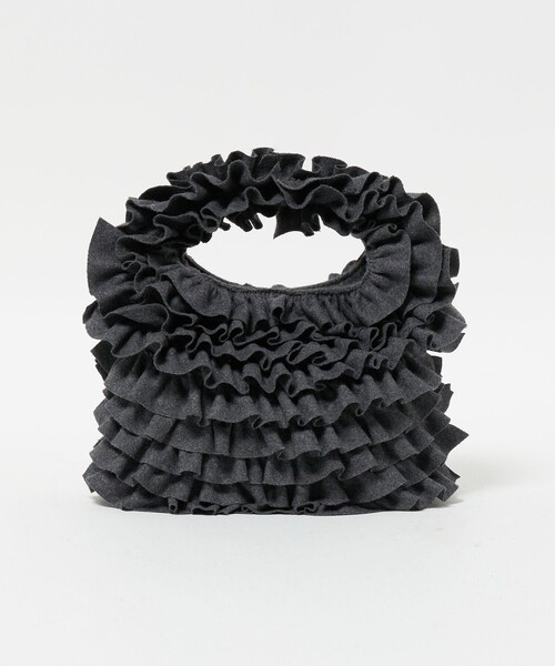 UNITED ARROWS（ユナイテッドアローズ）の「フリル ワンハンドルバッグ（ハンドバッグ・レディース・ブラック/ダークグレー・FREE）」の5枚目の写真