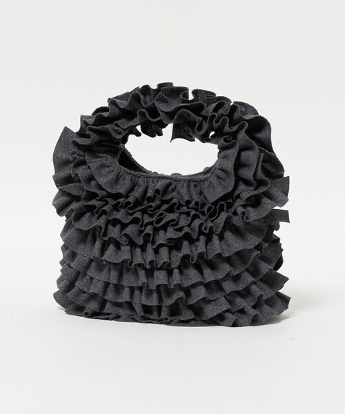 UNITED ARROWS（ユナイテッドアローズ）の「フリル ワンハンドルバッグ（ハンドバッグ・レディース・ブラック/ダークグレー・FREE）」の8枚目の写真