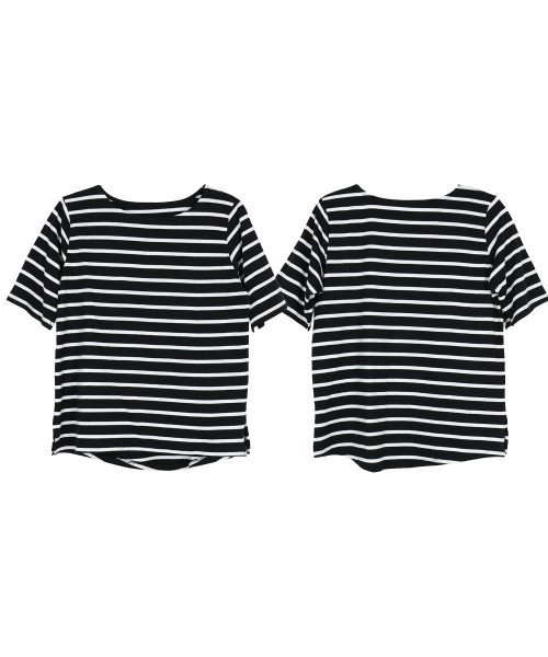 aity（アイティ）の「ボーダー5分袖トップス カットソー シンプル カジュアル レディース 半袖 ボーダー きれいめ 夏服（Tシャツ/カットソー・レディース・ホワイト×ブラック/ブラック×ホワイト・LL/3L/4L/M/L）」の22枚目の写真