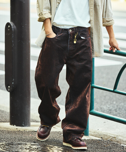 FREAK'S STORE（フリークスストア）の「FREAK’S STORE/フリークスストア ストレートシルエット フロッキー ワイドデニムパンツ（デニムパンツ・メンズ・ベージュ/ブラウン・LARGE/MEDIUM）」の10枚目の写真