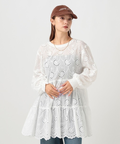 セール】[前後2WAY仕様]スカラップレースチュニック（チュニック