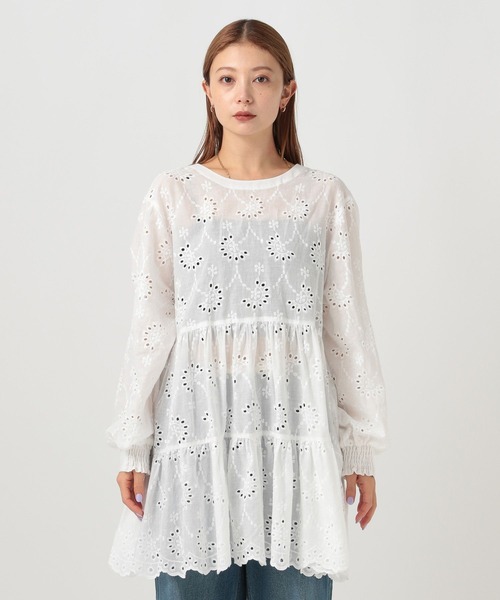 BAYFLOW（ベイフロー）の「[前後2WAY仕様]スカラップレースチュニック（チュニック・レディース・マスタード/オフホワイト/ブラック・FREE）」の16枚目の写真