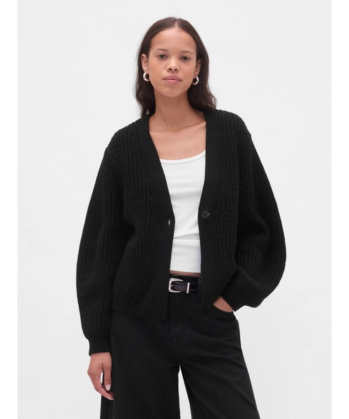 GAP(ギャップ)の「バレルスリーブ ニットカーディガン(カーディガン/ボレロ・レディース・ブラック/チャコールグレー・XXS/XL/L/M/S/XS)」の1枚目の写真