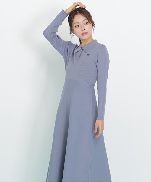 JILL by JILL STUART（ジルバイジルスチュアート）の「長袖ポロネックニットワンピース（ワンピース・レディース・ネイビー系1/ブラック系その他/ブルー・FREE）」の21枚目の写真