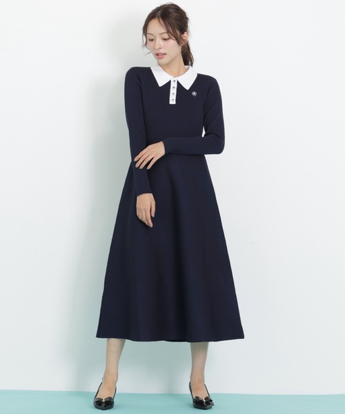 JILL by JILL STUART（ジルバイジルスチュアート）の「長袖ポロネックニットワンピース（ワンピース・レディース・ネイビー系1/ブラック系その他/ブルー・FREE）」の17枚目の写真