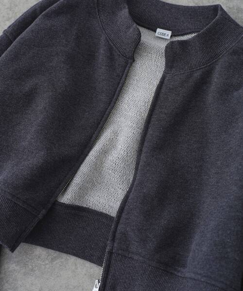 CODE A（コードエー）の「short zip sweat（スウェット・レディース・ライトグレー/チャコールグレー・00）」の8枚目の写真