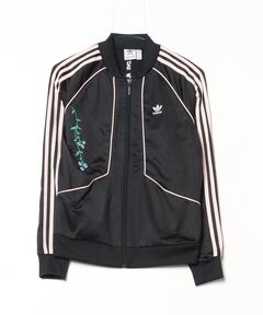 希少☆adidasアディダス トラックジャケット ジャージ パイソン柄 レザー調 ブランド古着】トレフォイルロゴ刺繍パイソン柄3ストライプ