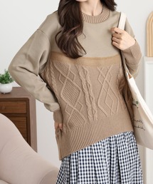 EGLANTINE ニット切り替えカットソー