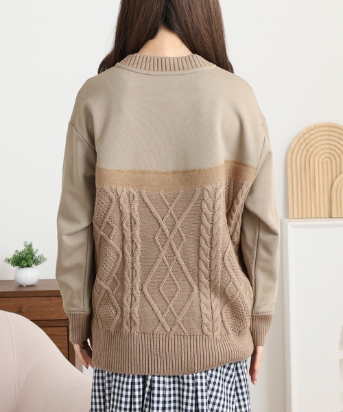 EGLANTINE（エグランティーヌ）の「EGLANTINE ニット切り替えカットソー（Tシャツ/カットソー・レディース・カーキ/ライトベージュ/ブラック・38）」の20枚目の写真