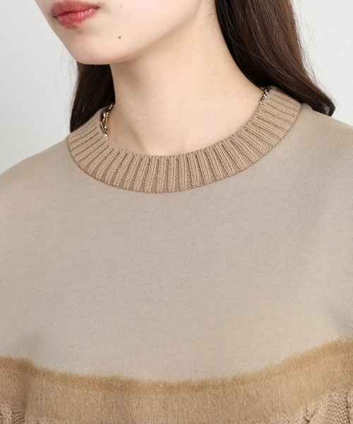 EGLANTINE（エグランティーヌ）の「EGLANTINE ニット切り替えカットソー（Tシャツ/カットソー・レディース・カーキ/ライトベージュ/ブラック・38）」の21枚目の写真
