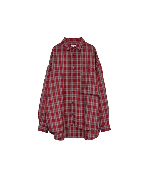 INTERPLAY（インタープレイ）の「【INTERPLAY】Regular Collar OverSize Shirt【Blur Check】（シャツ/ブラウス・メンズ・ネイビー/スカイブルー系/レッド・FREE）」の3枚目の写真