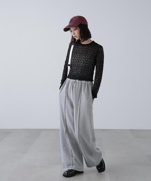 FREE'S MART（フリーズマート）の「ショート丈レーストップス（Tシャツ/カットソー・レディース・ホワイト/ブラウン/ブラック・FREE）」の9枚目の写真