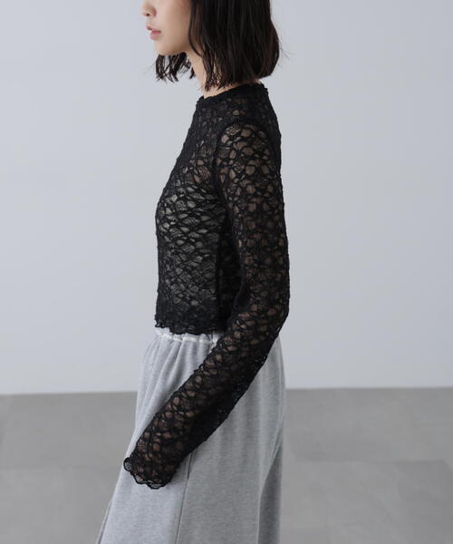 FREE'S MART（フリーズマート）の「ショート丈レーストップス（Tシャツ/カットソー・レディース・ホワイト/ブラウン/ブラック・FREE）」の13枚目の写真