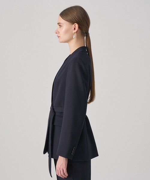 ANAYI（アナイ）の「【セットアップ対応商品】ポリウールノーカラーベルテッドジャケット（その他アウター・レディース・ブラック/ネイビー・36/38/34）」の4枚目の写真