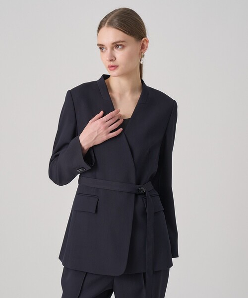 ANAYI（アナイ）の「【セットアップ対応商品】ポリウールノーカラーベルテッドジャケット（その他アウター・レディース・ブラック/ネイビー・36/38/34）」の6枚目の写真