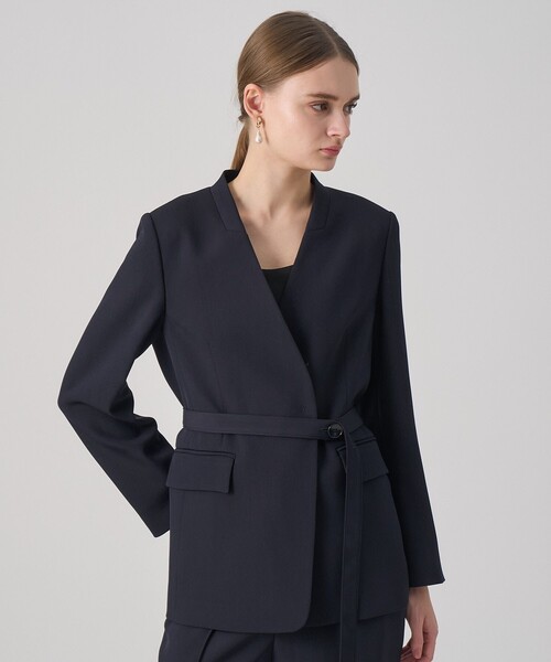 ANAYI（アナイ）の「【セットアップ対応商品】ポリウールノーカラーベルテッドジャケット（その他アウター・レディース・ブラック/ネイビー・36/38/34）」の7枚目の写真