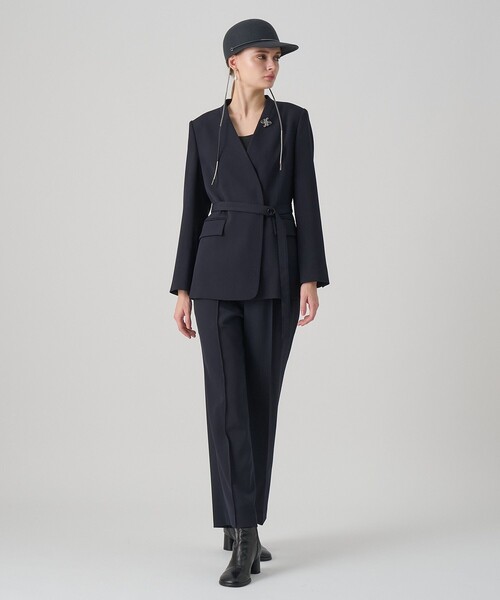 ANAYI（アナイ）の「【セットアップ対応商品】ポリウールノーカラーベルテッドジャケット（その他アウター・レディース・ブラック/ネイビー・36/38/34）」の8枚目の写真