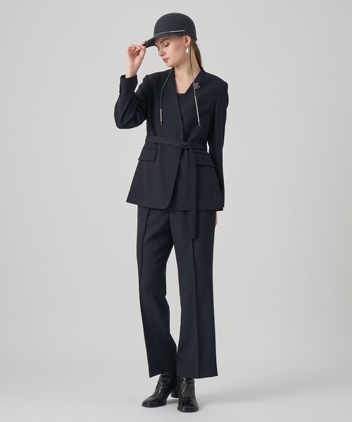 ANAYI（アナイ）の「【セットアップ対応商品】ポリウールノーカラーベルテッドジャケット（その他アウター・レディース・ブラック/ネイビー・36/38/34）」の9枚目の写真