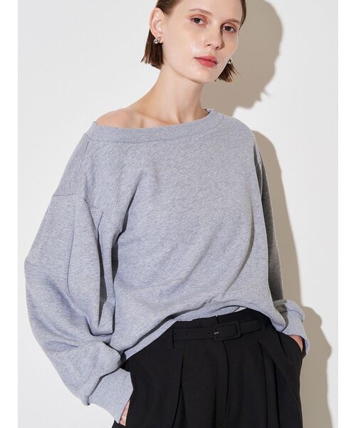 ELENDEEK（エレンディーク）の「ボートネックスウェットシャツ（Tシャツ/カットソー・レディース・ブラック/グレー・FREE）」の4枚目の写真