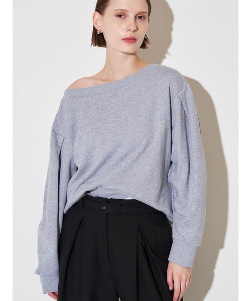 ELENDEEK（エレンディーク）の「ボートネックスウェットシャツ（Tシャツ/カットソー・レディース・ブラック/グレー・FREE）」の6枚目の写真