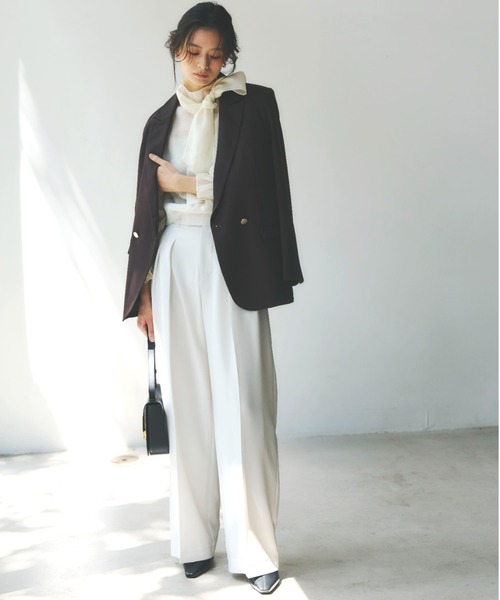 anuans（アニュアンス）の「ハイネックシアーボウタイブラウス（シャツ/ブラウス・レディース・ブラック/アイボリー/イエロー・FREE）」の13枚目の写真