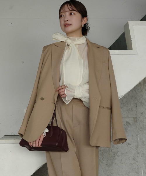 anuans（アニュアンス）の「ハイネックシアーボウタイブラウス（シャツ/ブラウス・レディース・ブラック/アイボリー/イエロー・FREE）」の16枚目の写真