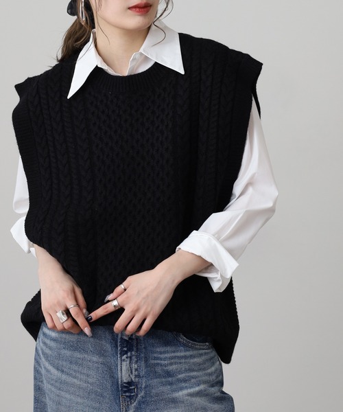 セール】アクリルウール ケーブルニットベスト（ベスト）｜OMNES