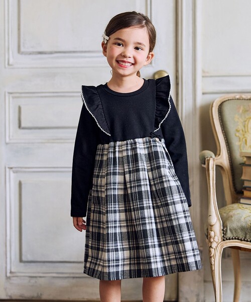 セール】チェック柄 ドッキング ワンピース（ワンピース）｜ANY