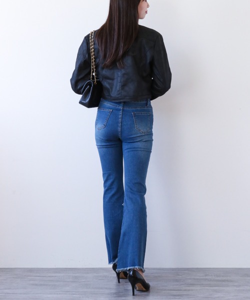gossip！ロサンゼルス（ゴシップロサンゼルス）の「フリンジアクセント フレアデニム（デニムパンツ・レディース・ブルー・M/L/XL）」の8枚目の写真