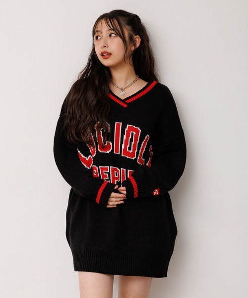 repipi armario(レピピ アルマリオ)の「ロゴルーズニットVPO(ニット/セーター・キッズ・ネイビー/ブラック/サックスブルー系・LARGE/MEDIUM/SMALL)」の1枚目の写真