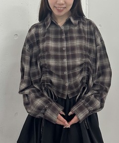 セール】《追加2》BLACK フリルチェックブラウス（シャツ/ブラウス