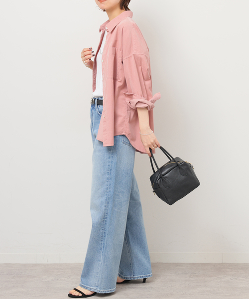 JOURNAL STANDARD relume(ジャーナルスタンダード レリューム)の「コットンコーデュロイオーバーサイズシャツ(シャツ/ブラウス・レディース・グレー/ピンク/ホワイト・FREE)」の4枚目の写真