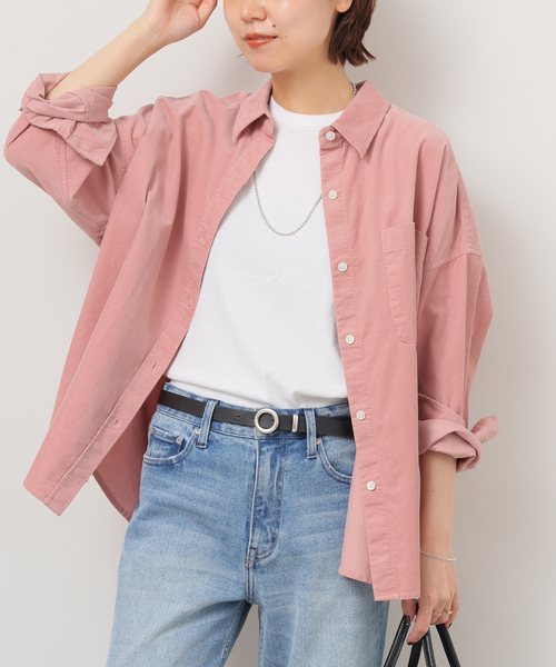 JOURNAL STANDARD relume(ジャーナルスタンダード レリューム)の「コットンコーデュロイオーバーサイズシャツ(シャツ/ブラウス・レディース・グレー/ピンク/ホワイト・FREE)」の9枚目の写真