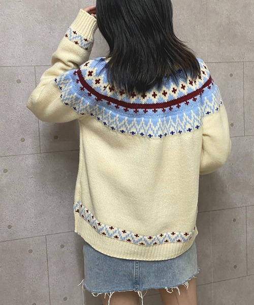 NANEA（ナネア）の「ノルディック柄ジャガードニットカーディガン（カーディガン/ボレロ・レディース・ホワイト/ブラウン・フリー）」の22枚目の写真