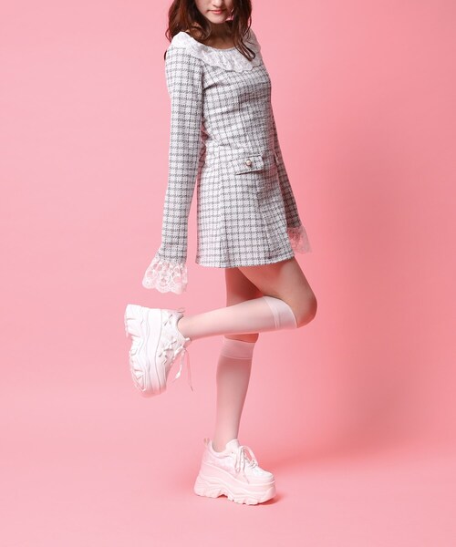 cs T&P(シーエスティーアンドピー)の「◆厚底リボンスニーカー(スニーカー・レディース・ホワイト/ブラック・S/M/L/LL)」の15枚目の写真