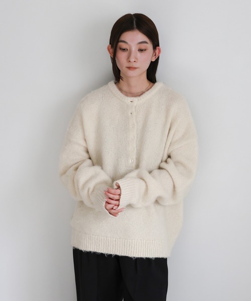 select MOCA（セレクトモカ）の「ウールタッチヘンリーネックオーバーニット（ニット/セーター・レディース・ピンク/アイボリー/ブラック/グレー・FREE）」の12枚目の写真