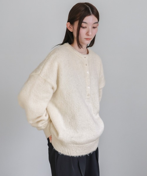 select MOCA（セレクトモカ）の「ウールタッチヘンリーネックオーバーニット（ニット/セーター・レディース・ピンク/アイボリー/ブラック/グレー・FREE）」の10枚目の写真