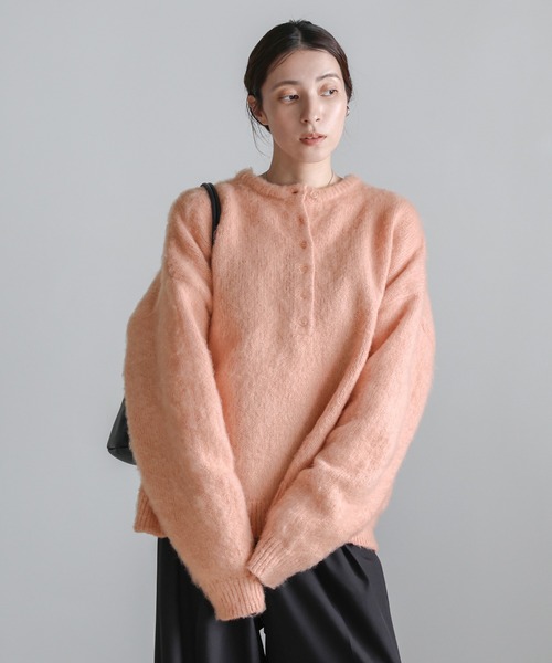 select MOCA（セレクトモカ）の「ウールタッチヘンリーネックオーバーニット（ニット/セーター・レディース・ピンク/アイボリー/ブラック/グレー・FREE）」の21枚目の写真
