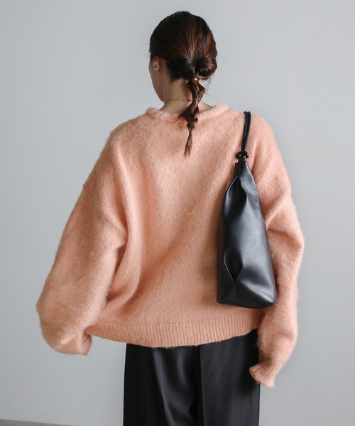 セール】ウールタッチヘンリーネックオーバーニット（ニット/セーター