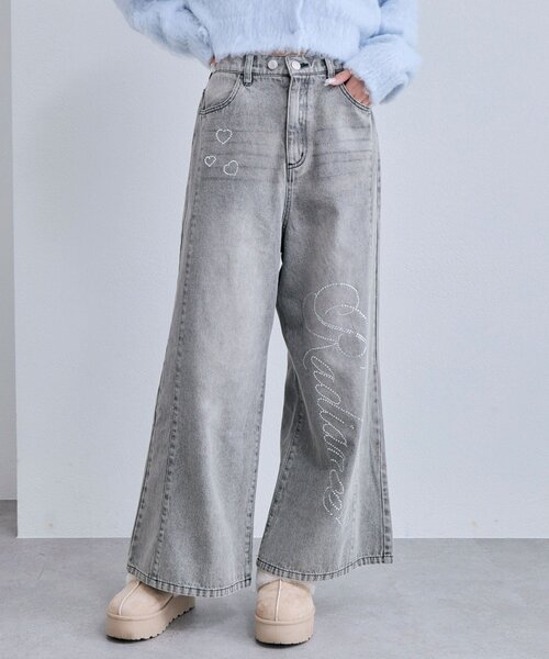 OLIVE des OLIVE(オリーブデオリーブ)の「ワイドデニムパンツ(デニムパンツ・レディース・グレー/ブルー・MEDIUM/SMALL)」の3枚目の写真