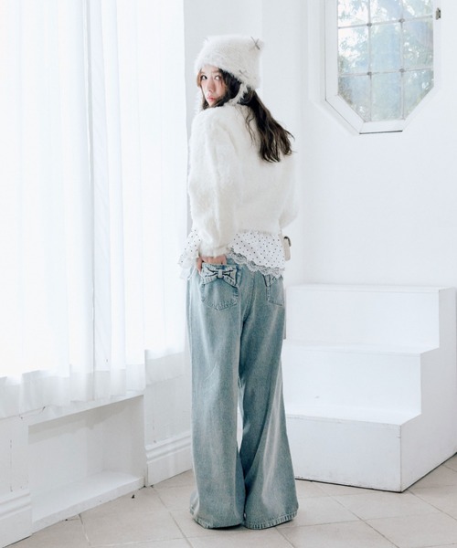 OLIVE des OLIVE(オリーブデオリーブ)の「ワイドデニムパンツ(デニムパンツ・レディース・グレー/ブルー・MEDIUM/SMALL)」の1枚目の写真