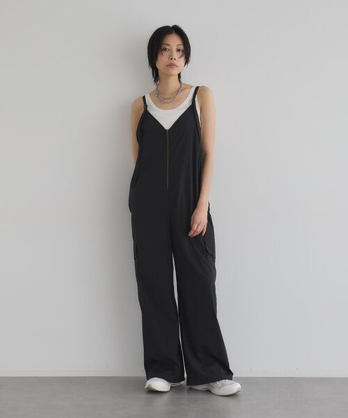 GARAGE OF GOOD CLOTHING（ガレージオブグッドクロージング）の「フロントファスナーオールインワン（サロペット/オーバーオール・レディース・ダークカーキ/ブラック・FREE）」の6枚目の写真